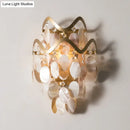 GobekUsa Wave Sconce Light - Gold Wall Mount with Flower Crystal/Shell Accent