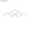 GobekUsa Wavy Island Lighting: Modernist Metallic Gold Ceiling Hang Fixture with Warm/White Light