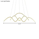 GobekUsa Wavy Island Lighting: Modernist Metallic Gold Ceiling Hang Fixture with Warm/White Light