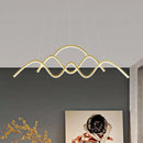 GobekUsa Wavy Island Lighting: Modernist Metallic Gold Ceiling Hang Fixture with Warm/White Light