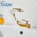 GobekUsa Gold White Bathroom Basin Faucet Cold Hot Water Mixer Sink Tap