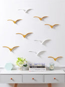 Modern gold & white ceramic bird pendant wall decor living room by Decorbites