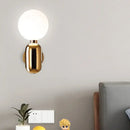 GobekUsa Modern White Glass Globe Sconce Light - 6"/8" Wide - 1 Bulb - Gold Wall Mounted Lighting