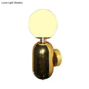 GobekUsa Modern White Glass Globe Sconce Light - 6"/8" Wide - 1 Bulb - Gold Wall Mounted Lighting