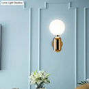 GobekUsa Modern White Glass Globe Sconce Light - 6"/8" Wide - 1 Bulb - Gold Wall Mounted Lighting