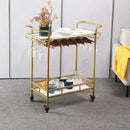 GobekUsa Drinks Trolley Wine Rack Bar Cart Glass Cup Holder Kitchen Dining Black Gold