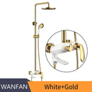 GobekUsa Black Brass Wall Mounted Bathtub Faucet Set - Rain Shower Head, Handheld, Square