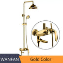 GobekUsa Black Brass Wall Mounted Bathtub Faucet Set - Rain Shower Head, Handheld, Square
