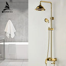 GobekUsa Black Brass Wall Mounted Bathtub Faucet Set - Rain Shower Head, Handheld, Square