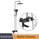 GobekUsa Black Brass Wall Mounted Bathtub Faucet Set - Rain Shower Head, Handheld, Square