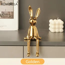 Modern gold white & silver sitting rabbit ornament living room decor by Decorbites
