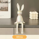 Modern gold white & silver sitting rabbit ornament living room decor by Decorbites