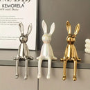 Modern gold white & silver sitting rabbit ornament living room decor by Decorbites