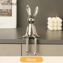 Modern gold white & silver sitting rabbit ornament living room decor by Decorbites