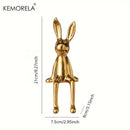Modern gold white & silver sitting rabbit ornament living room decor by Decorbites