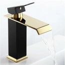 GobekUsa Gold White Waterfall Brass Bathroom Basin Faucet Mixer Tap Hot Cold Sink