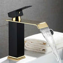 GobekUsa Gold White Waterfall Brass Bathroom Basin Faucet Mixer Tap Hot Cold Sink