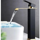 GobekUsa Gold White Waterfall Brass Bathroom Basin Faucet Mixer Tap Hot Cold Sink