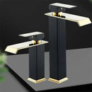 GobekUsa Gold White Waterfall Brass Bathroom Basin Faucet Mixer Tap Hot Cold Sink