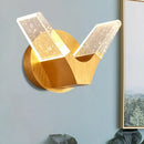 GobekUsa Modern Crystal LED Gold Wings Wall Light Fixture for Bedroom - Sleek Wall Mounted Lighting