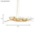 GobekUsa Gold Wire Mesh Bird Nest Chandelier - Modern 3-Light Island Lighting for Restaurants