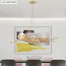 GobekUsa Gold Wire Mesh Bird Nest Chandelier - Modern 3-Light Island Lighting for Restaurants