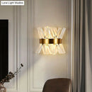 GobekUsa Modern Gold X-Shaped Wall Sconce with K9 Crystal - Bedroom Wall Mount Lamp