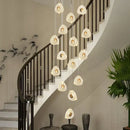 GobekUsa Golden Acrylic LED Chandeliers for Living Room, Large & Creative Design Villa Lighting