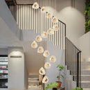 GobekUsa Golden Acrylic LED Chandeliers for Living Room, Large & Creative Design Villa Lighting