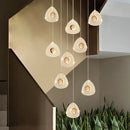GobekUsa Golden Acrylic LED Chandeliers for Living Room, Large & Creative Design Villa Lighting