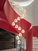 GobekUsa Golden Acrylic LED Chandeliers for Living Room, Large & Creative Design Villa Lighting