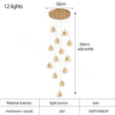 GobekUsa Golden Acrylic LED Chandeliers for Living Room, Large & Creative Design Villa Lighting