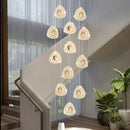GobekUsa Golden Acrylic LED Chandeliers for Living Room, Large & Creative Design Villa Lighting