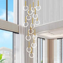 GobekUsa Golden Acrylic Round LED Chandelier for Modern Nordic Living Room Kitchen