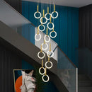 GobekUsa Golden Acrylic Round LED Chandelier for Modern Nordic Living Room Kitchen