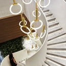 GobekUsa Golden Acrylic Round LED Chandelier for Modern Nordic Living Room Kitchen