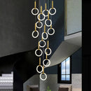 GobekUsa Golden Acrylic Round LED Chandelier for Modern Nordic Living Room Kitchen