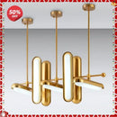GobekUsa Golden Art Deco Iron Glass Chandelier Lighting for Dinning Room