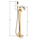GobekUsa Golden Bathtub Shower Faucet Floor Mounted Waterfall Mixer Tap