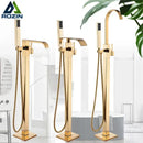 GobekUsa Golden Bathtub Shower Faucet Floor Mounted Waterfall Mixer Tap