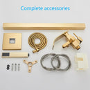 GobekUsa Golden Bathtub Shower Faucet Floor Mounted Waterfall Mixer Tap
