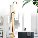 GobekUsa Golden Bathtub Shower Faucet Floor Mounted Waterfall Mixer Tap