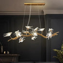 GobekUsa Bird Crystal Glass Branch Chandelier for Living Room, Bedroom, Hotel
