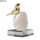 GobekUsa Golden Bird Statue Crystal Base Desk Ornament, Gold-plated Modern Home Decoration