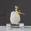 GobekUsa Golden Bird Statue Crystal Base Desk Ornament, Gold-plated Modern Home Decoration