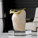 GobekUsa Golden Bird Statue Crystal Base Desk Ornament, Gold-plated Modern Home Decoration