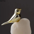 GobekUsa Golden Bird Statue Crystal Base Desk Ornament, Gold-plated Modern Home Decoration