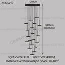 GobekUsa Golden Black LED Long Chandelier for Home, Restaurant, and Cafe