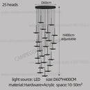 GobekUsa Golden Black LED Long Chandelier for Home, Restaurant, and Cafe