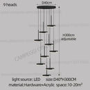 GobekUsa Golden Black LED Long Chandelier for Home, Restaurant, and Cafe